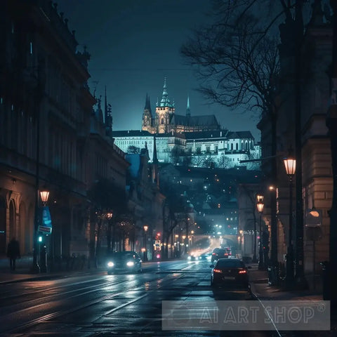 Prague By Night Landscape Ai Art