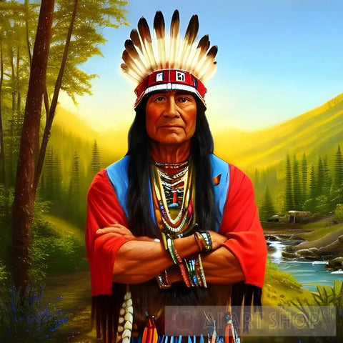 Proud Native American Chief Ai Painting