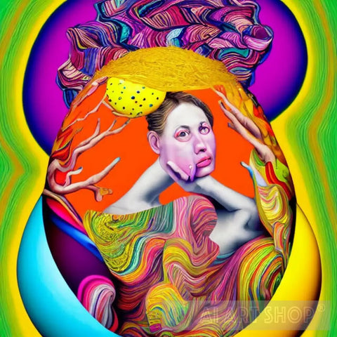 Psychedelic Egg Lady Abstract Ai Art