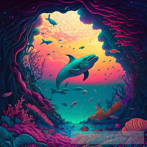 Psychedelic Whale Ai Artwork