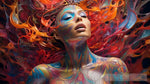 Psychedelic Woman On Psychedelic Body Art Portrait Ai Art