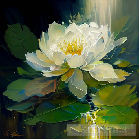Pure White Lotus Flower Ai Painting
