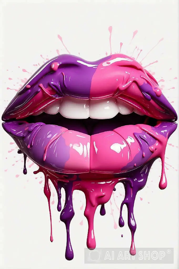 Purpleandpinkpuckeredlipsdrippykisssublimationclipart,detailedshading,enchantinglighting,onawhitebackground