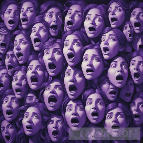 Purple Faces Echo Expressionism Ai Art