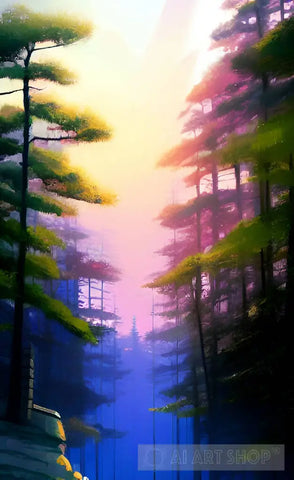 Purple Forest Landscape Ai Art