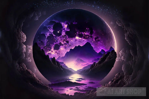 Purple Moon Landscape Landscape Ai Art