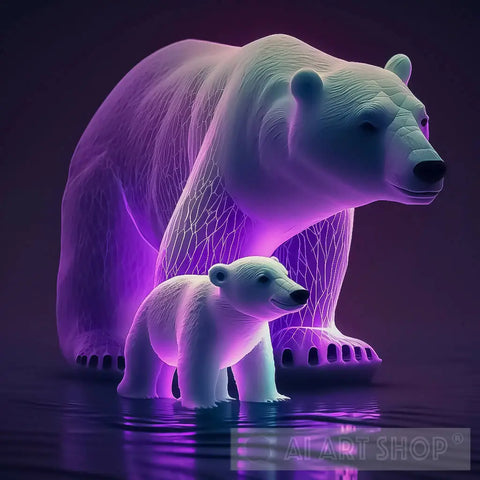 Purple Polar Bear Animal Ai Art