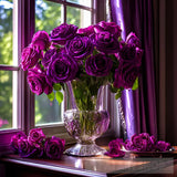 Purple Roses In The Window Contemporary Ai Art