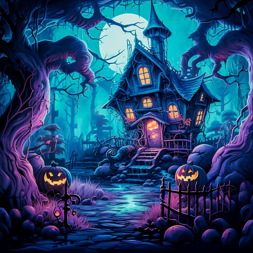 Whimsical Halloween House art