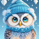 Cute owl with a blue hat illustration copy