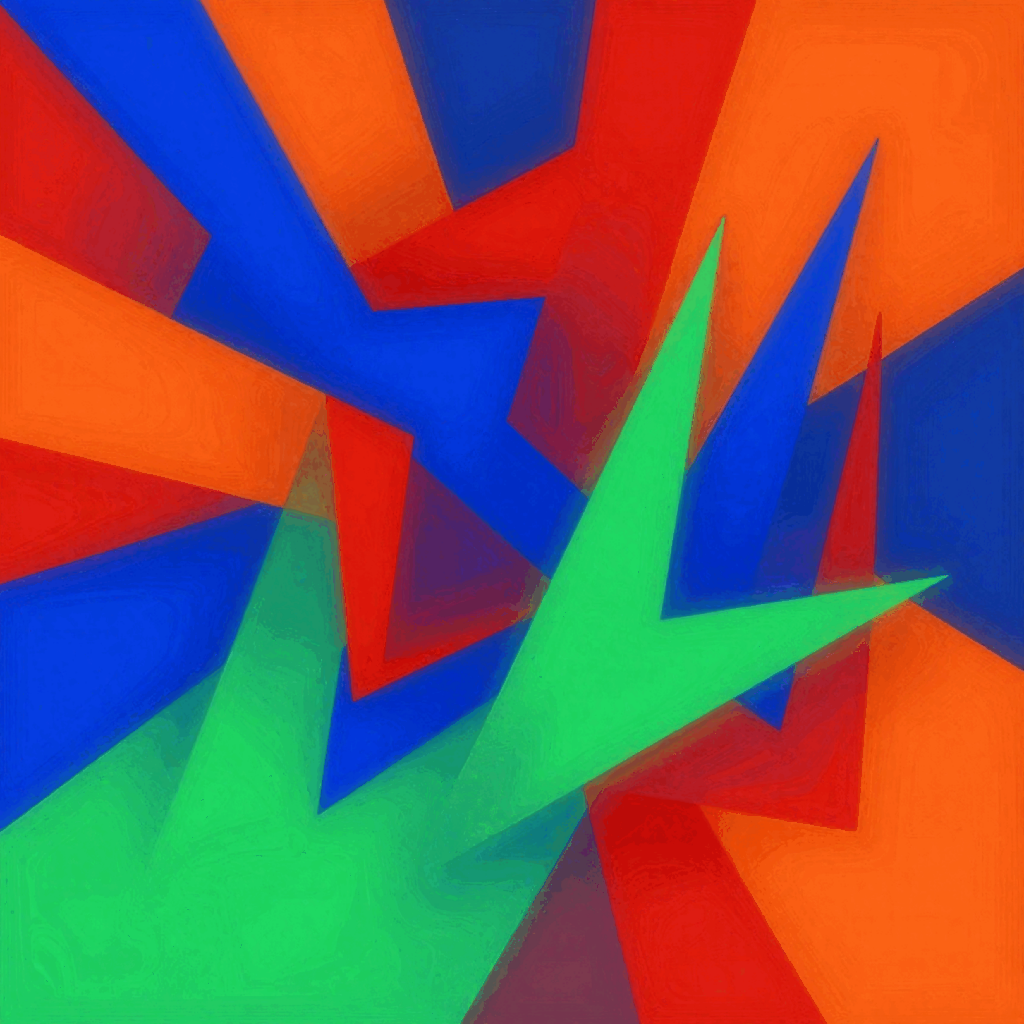 Geometric Shard Art | Colorful Angular AI Art | Unique Download