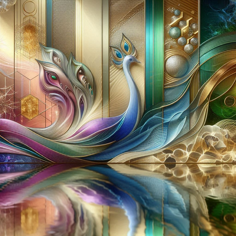 Peacock in an abstract design