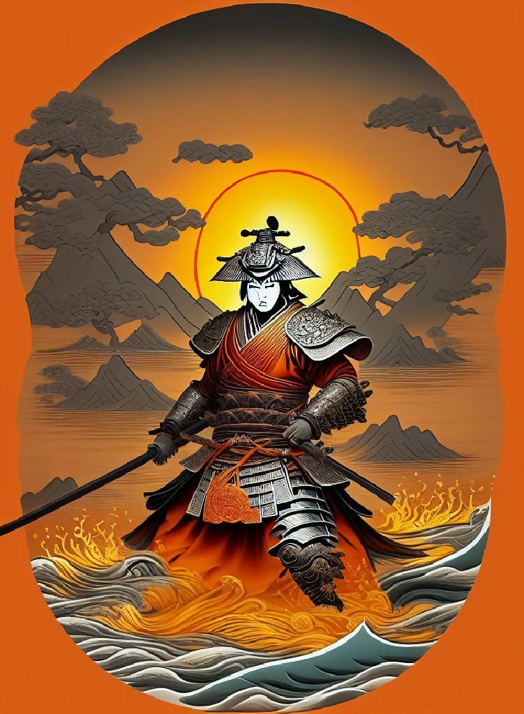 Samurai Rising Sun Samurai of the Rising Sun Wall Art | Japanese Warrior Decor