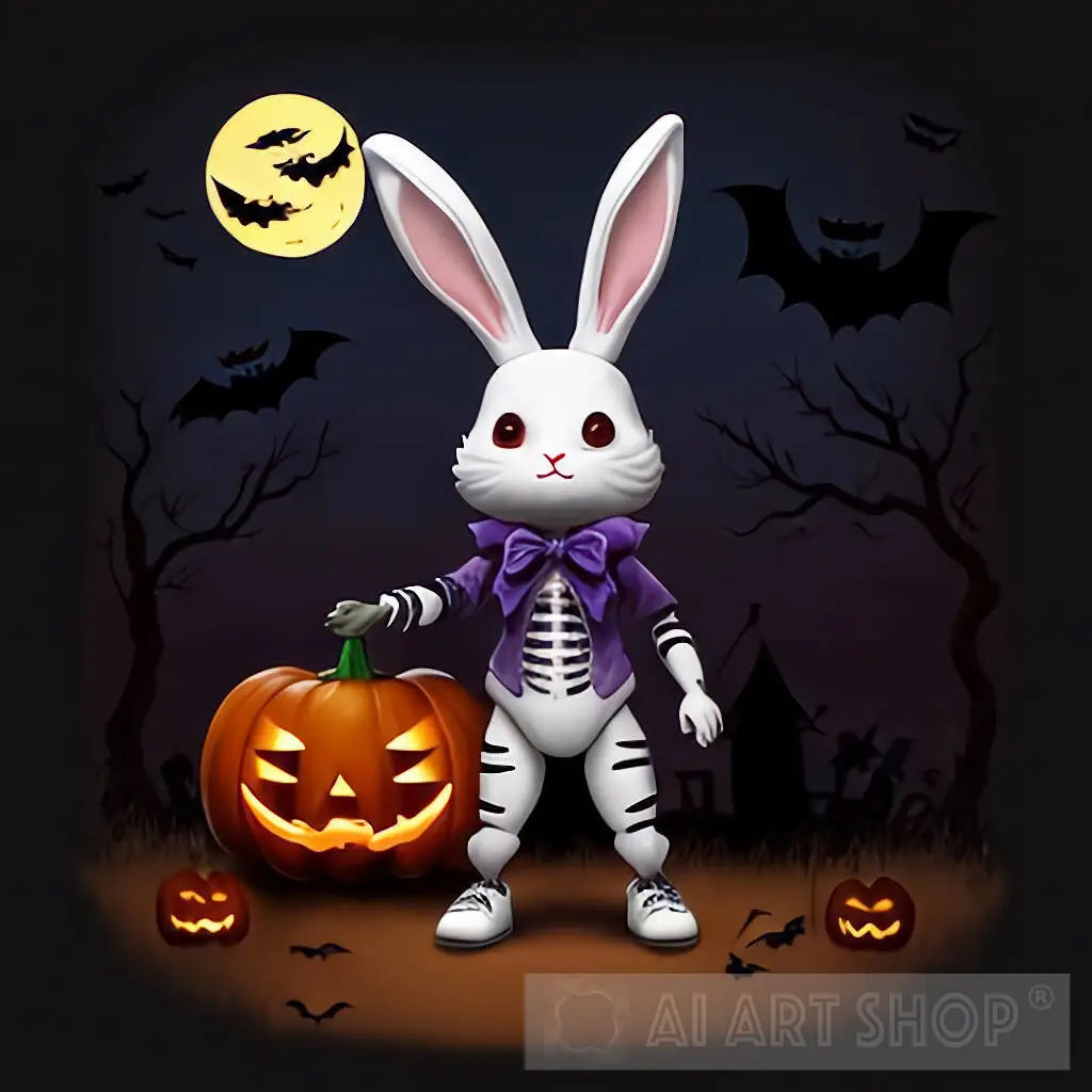 Halloween Rabbit Ghost Rabbit Character For Halloween as Necromancer