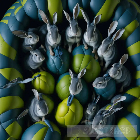 Rabbits And Balloons Abstract Ai Art