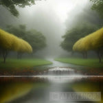 Rain Magic: Tranquil Moments In A Rainy Atmosphere Landscape Ai Art