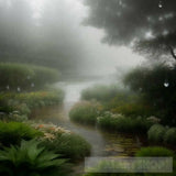 Rain Magic: Tranquil Moments In A Rainy Atmosphere Landscape Ai Art