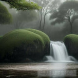 Rain Magic: Tranquil Moments In A Rainy Atmosphere Landscape Ai Art