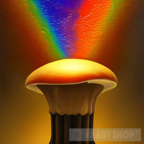 Rainbow Beams Of Light Mushroom Nature Ai Art