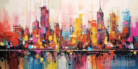 Rainbow City Abstract Ai Art