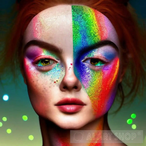 Rainbow Face Portrait Ai Art
