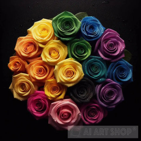 Rainbow Roses Ai Artwork