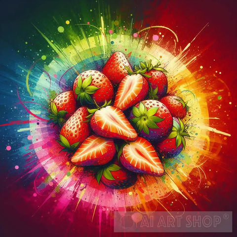 Rainbow Strawberries Ai Artwork