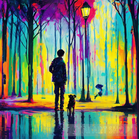 Rainy Day In The Park Ai Painting