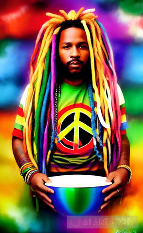 Rastaman Peace Revolution Portrait Ai Art