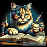 Reading Cat Ai Artwork