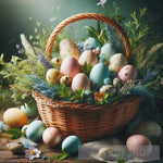 Realistic Basket Full Of Colorful Easter Eggs Still Life Ai Art