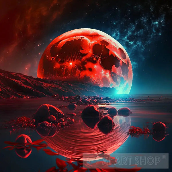 Red Moon Abstract Red Moon Landscape