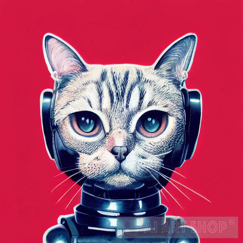 Red Cat Robot Animal Ai Art