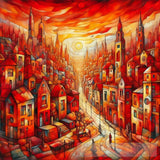 Red City Expressionism Ai Art