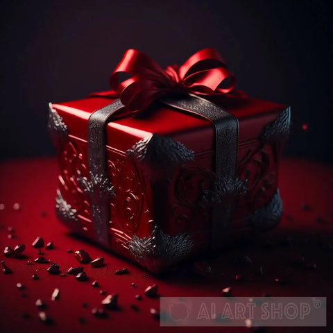 Red Giftbox Still Life Ai Art