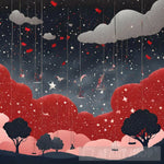 Red Glitter Clouds Landscape Ai Art