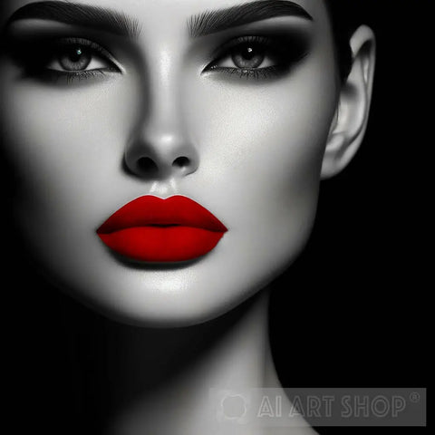 Red Lips And Monochrome 3 Ai Artwork