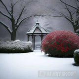 ’Red Roses And Falling Snow’ Landscape Ai Art