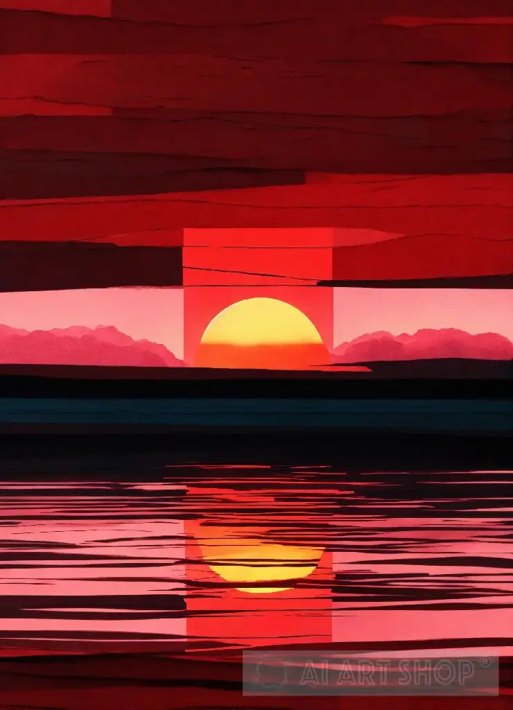 Red sunset consists of paper,