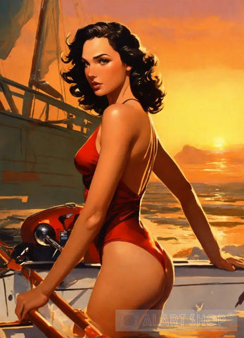 Red Sunset. Portrait Ai Art