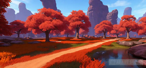 Red Valley Landscape Ai Art