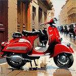 Red Vespa Modern Ai Art