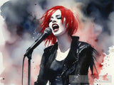 Redhead Singer Watercolor Ai Painting