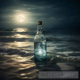 Reflection Of Moonlight In A Bottle Sea Water Nature Ai Art