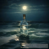 Reflection Of Moonlight In A Bottle Sea Water Nature Ai Art