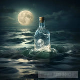Reflection Of Moonlight In A Bottle Sea Water Nature Ai Art