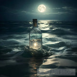 Reflection Of Moonlight In A Bottle Sea Water Nature Ai Art
