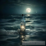 Reflection Of Moonlight In A Bottle Sea Water Nature Ai Art