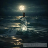 Reflection Of Moonlight In A Bottle Sea Water Nature Ai Art