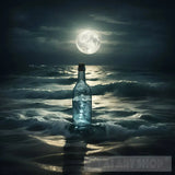 Reflection Of Moonlight In A Bottle Sea Water Nature Ai Art